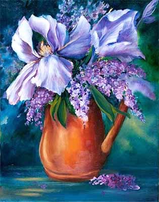 Irises in Copper Jug